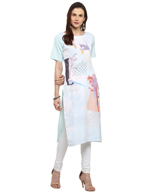 digital print straight kurta - 17265791 - Very Small Image - 1