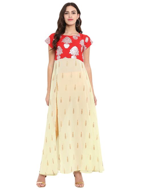 foil print high-slit kurta - 17265818 - Very Small Image - 1