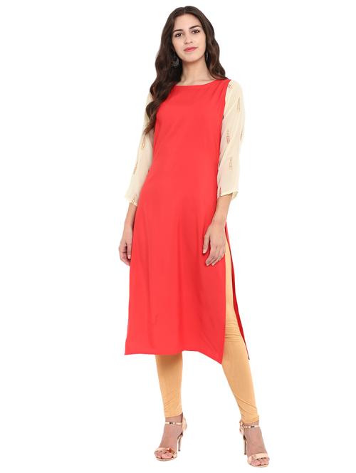 foil print straight kurta - 17265826 - Very Small Image - 1