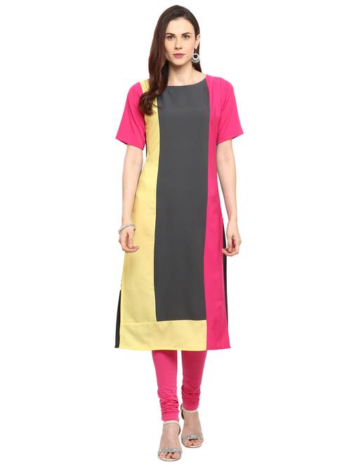 color block straight kurta - 17265843 - Very Small Image - 1