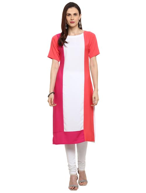 color block straight kurta - 17265851 - Very Small Image - 1