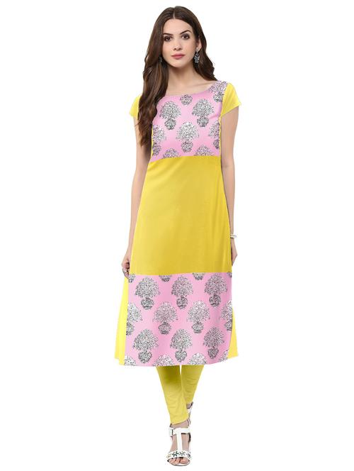 foil print straight kurta - 17265863 - Very Small Image - 1