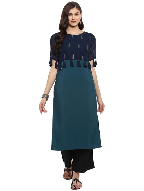 foil print straight kurta - 17265870 - Very Small Image - 1
