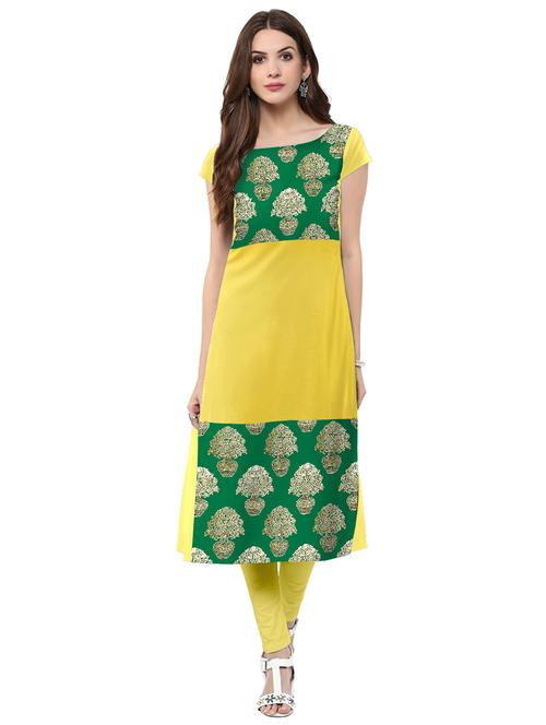 foil print straight kurta - 17265871 - Very Small Image - 1
