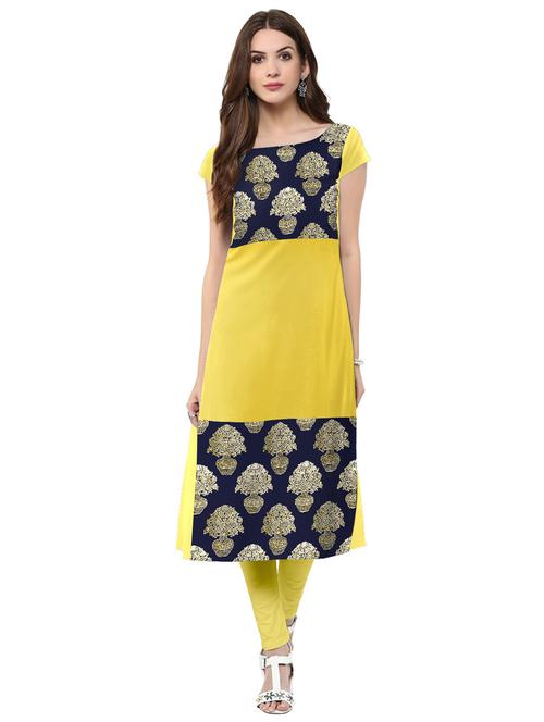 foil print straight kurta - 17265879 - Very Small Image - 1