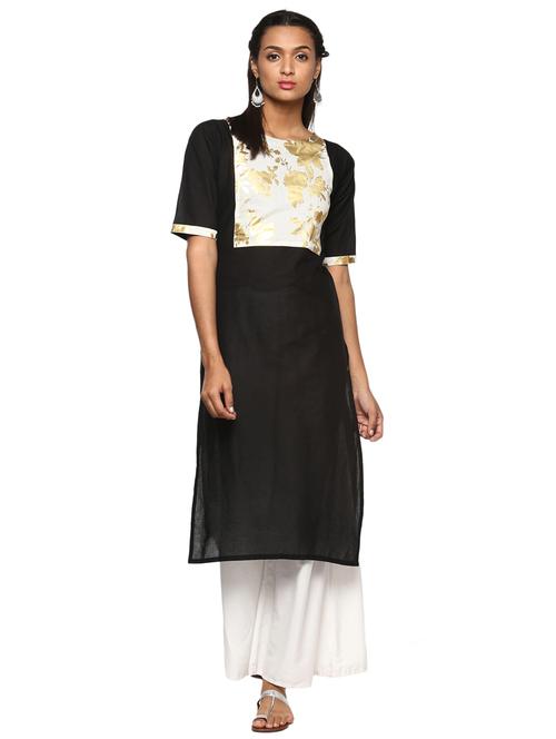 foil print straight kurta - 17265900 - Very Small Image - 1