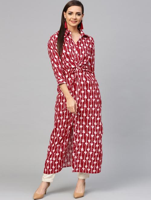 ikat print a-line kurta - 17265934 - Very Small Image - 1