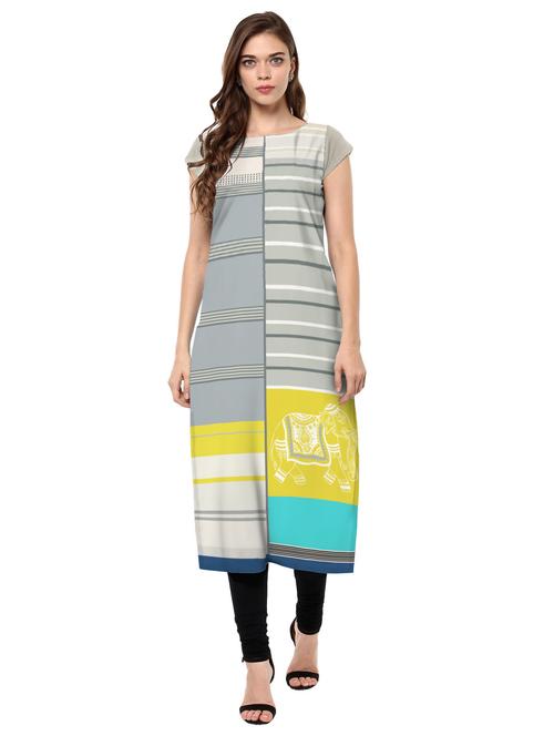 digital print straight kurta - 17265941 - Very Small Image - 1