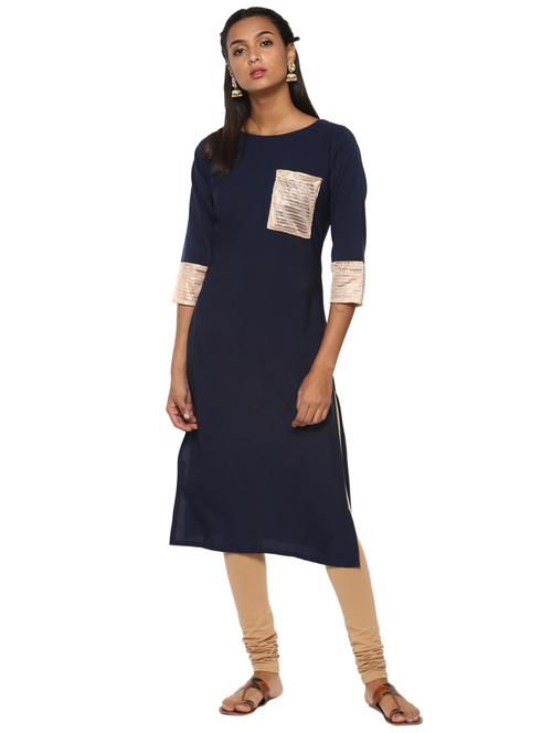 solid straight kurta - 17265948 - Very Small Image - 1