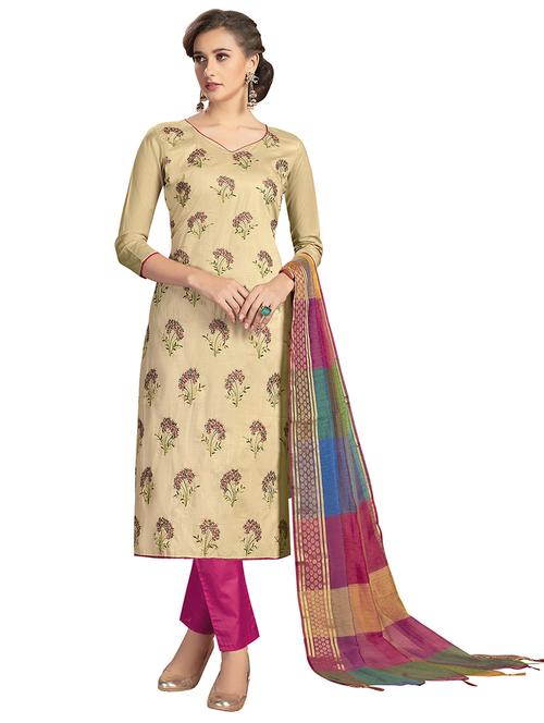 embroidered straight pant unstitched suit - 17266007 - Very Small Image - 1