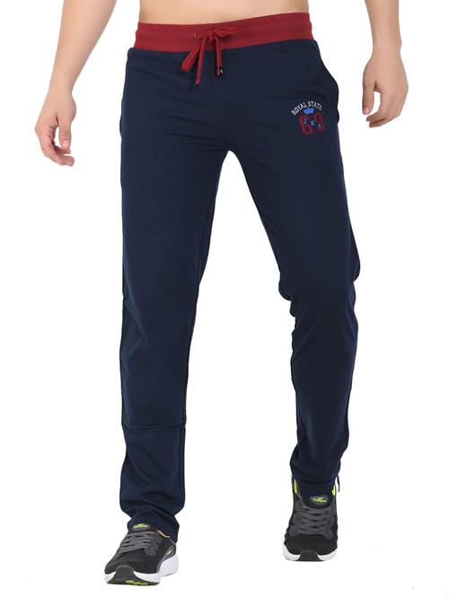 navy blue solid full length track pant - 17266043 - Very Small Image - 1