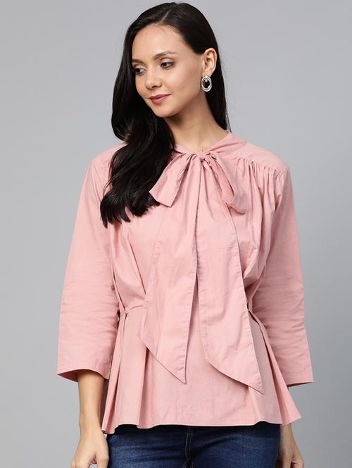 tie up neck solid top - 17266461 - Very Small Image - 1
