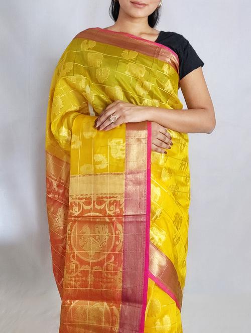 conversational handloom saree - 17267742 - Very Small Image - 1