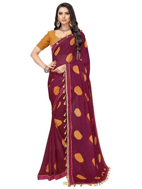 bandhani printed saree with blouse - 17267780 - Very Small Image - 1