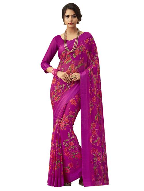 floral printed saree with blouse - 17267819 - Very Small Image - 1