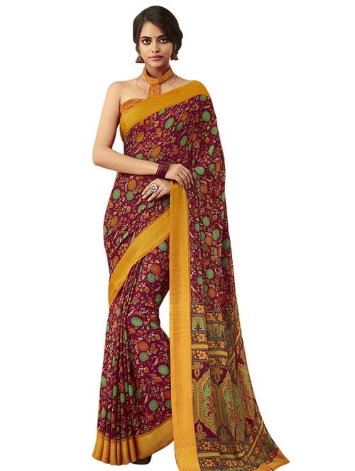 floral printed saree with blouse - 17267821 - Very Small Image - 1