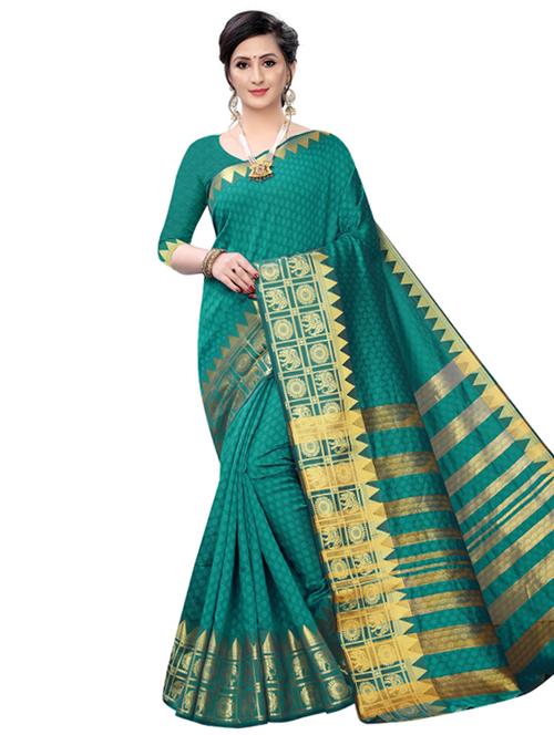 solid banarasi saree with blouse - 17267962 - Very Small Image - 1
