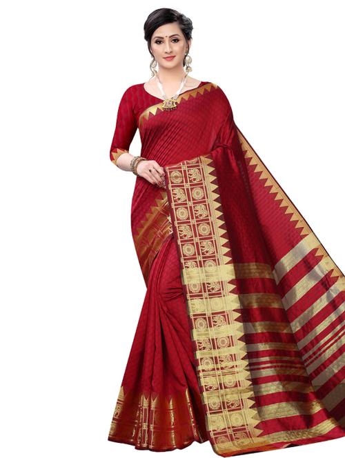 self design banarasi saree with blouse - 17267964 - Very Small Image - 1