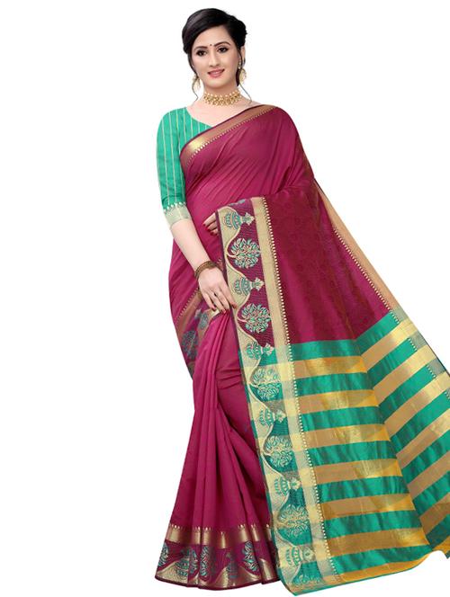 solid banarasi saree with blouse - 17267985 - Very Small Image - 1