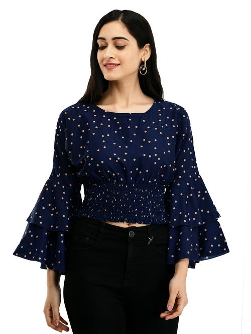 bell sleeved polka dot top - 17268394 - Very Small Image - 1