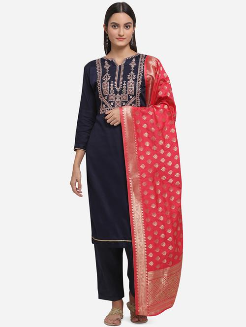 embroidered churidaar unstitched suit - 17268817 - Very Small Image - 1