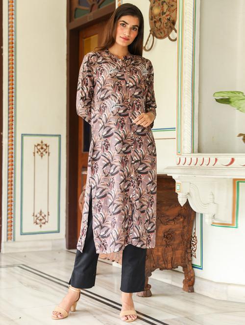 floral straight kurta - 17269093 - Very Small Image - 1