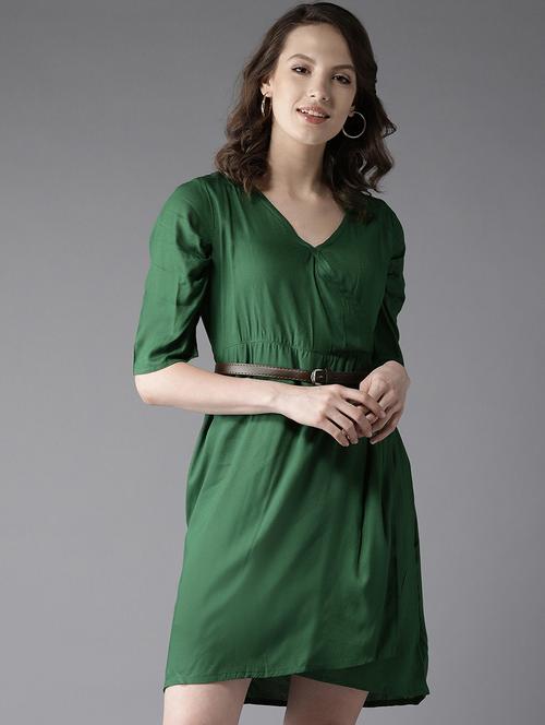v neck belted dress - 17269324 - Very Small Image - 1