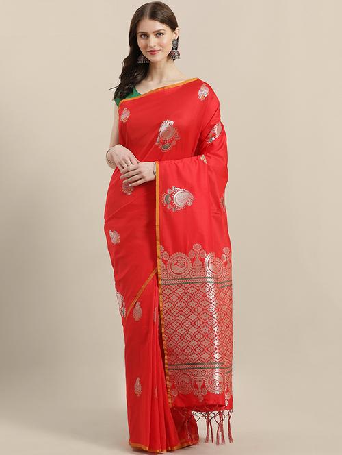 self design tussar saree - 17269495 - Very Small Image - 1