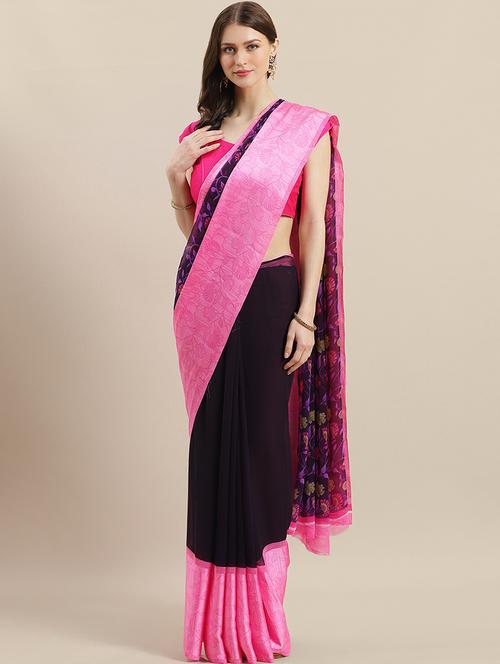 floral print saree with blouse - 17269501 - Very Small Image - 1
