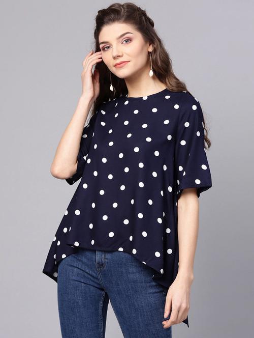 asymmetric hem polka dot top - 17270228 - Very Small Image - 1