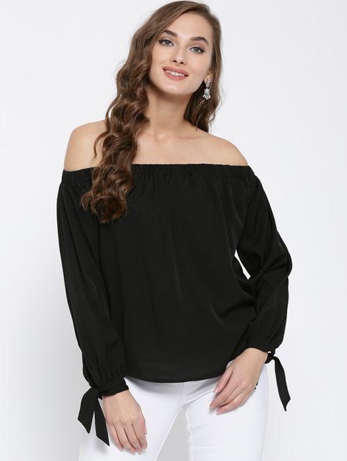 off shoulder tie knot sleeved top - 17270236 - Very Small Image - 1
