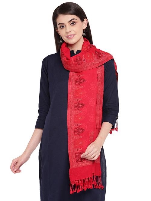 red wool blend stole - 17270967 - Very Small Image - 1