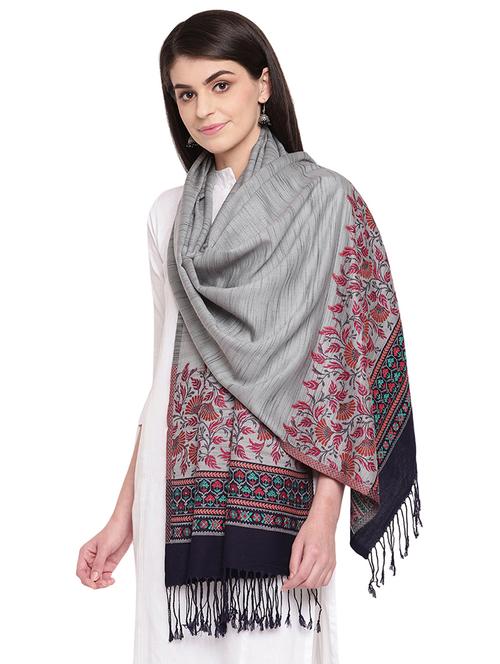 grey viscose stole - 17270997 - Very Small Image - 1