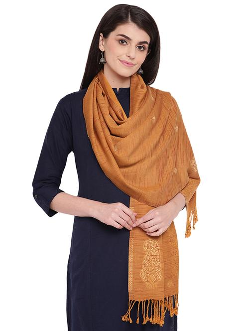 yellow viscose stole - 17271003 - Very Small Image - 1