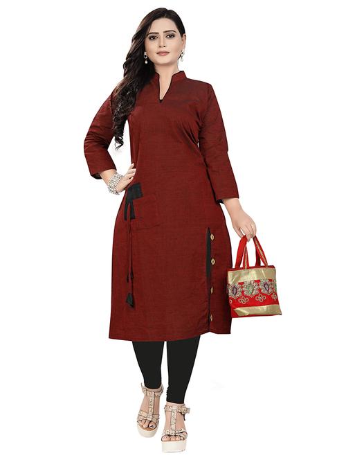 patchwork solid straight kurta - 17271196 - Very Small Image - 1
