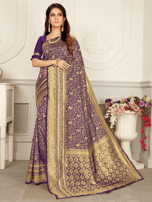 floral banarasi saree - 17271243 - Very Small Image - 1