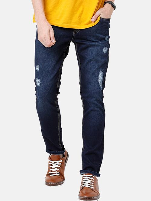 dark blue washed ripped denim jeans - 17271643 - Very Small Image - 1