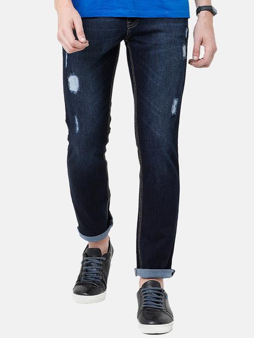 dark blue washed ripped denim jeans - 17271646 - Very Small Image - 1