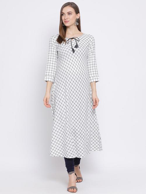 checkered a-line kurta - 17271798 - Very Small Image - 1