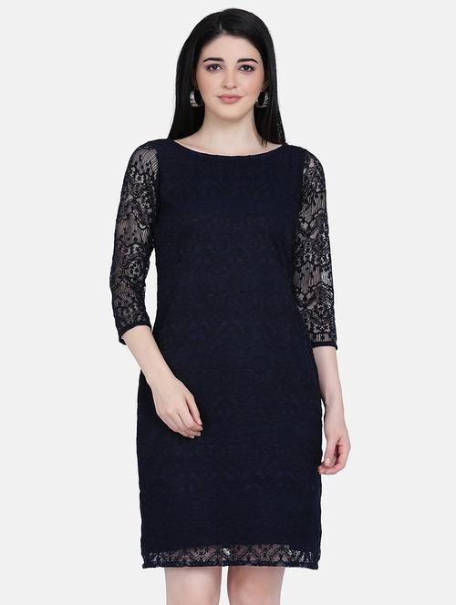boat neck mesh sheath dress - 17272434 - Very Small Image - 1
