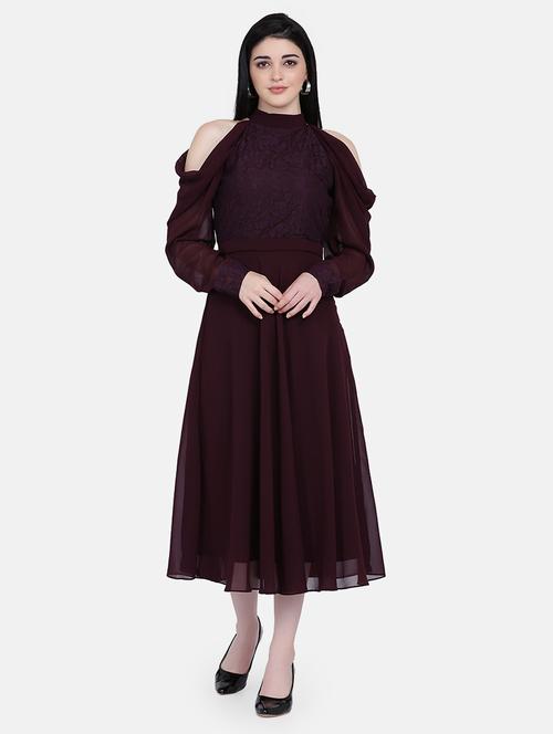 cold shoulder fit & flare dress - 17272442 - Very Small Image - 1