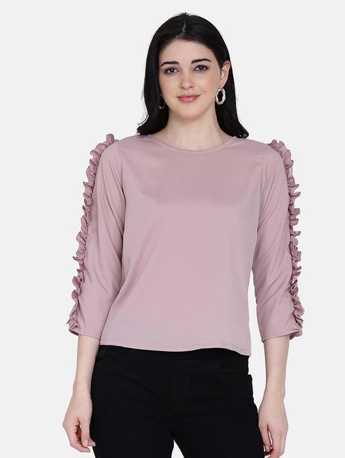 frill sleeved solid top - 17272455 - Very Small Image - 1