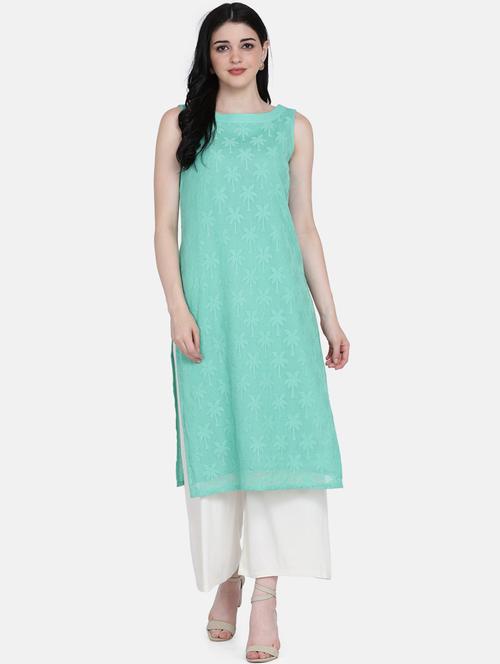 lace detailed solid straight kurta - 17272486 - Very Small Image - 1