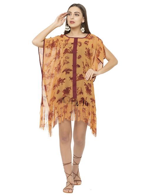 yellow georgette kaftan - 17272593 - Very Small Image - 1