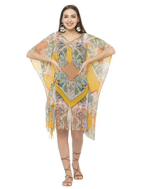 yellow georgette kaftan - 17272596 - Very Small Image - 1