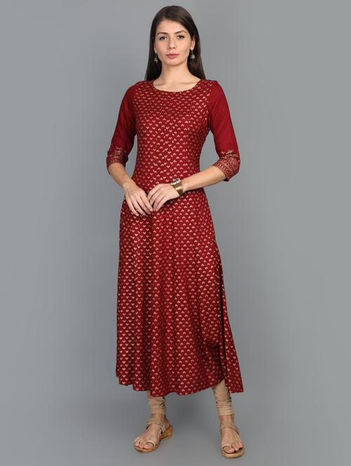foil print anarkali kurta - 17273454 - Very Small Image - 1