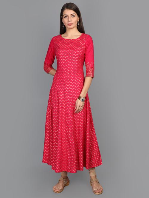 foil print anarkali kurta - 17273455 - Very Small Image - 1