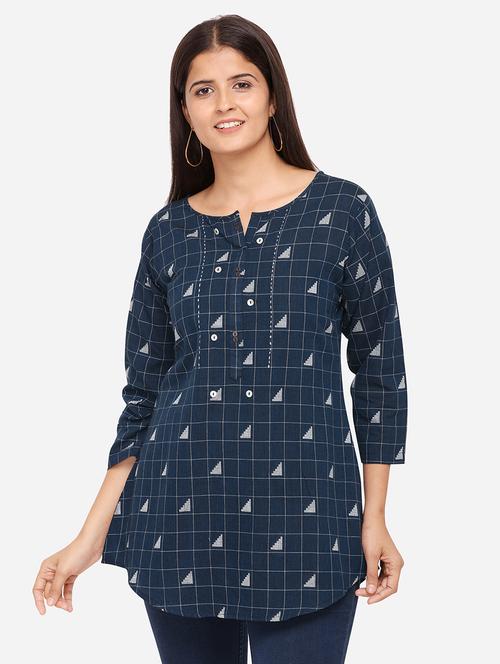 checkered a-line kurti - 17273784 - Very Small Image - 1