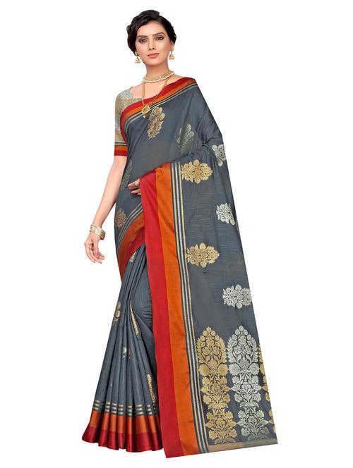 self design woven saree with blouse - 17274004 - Very Small Image - 1