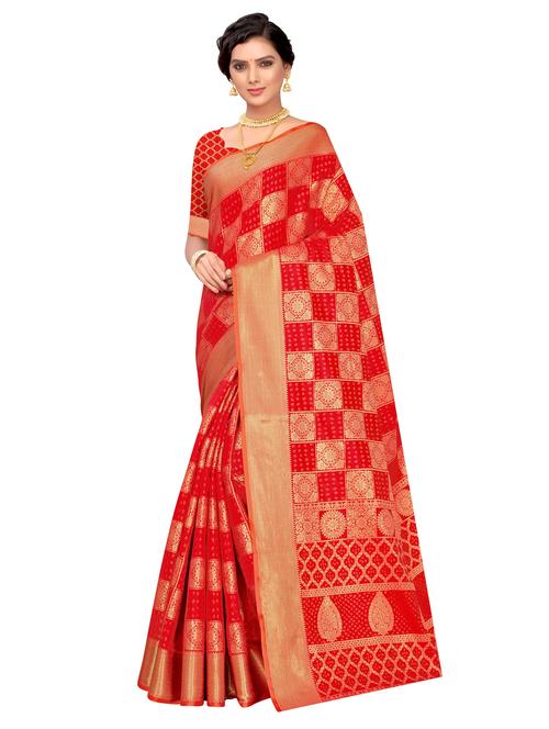 self design woven saree with blouse - 17274012 - Very Small Image - 1